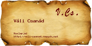 Váli Csanád névjegykártya